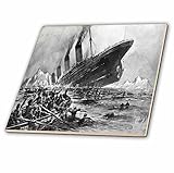3dRose ct_80330_2 1912 Artists Rendering of Sinking of The Titanic Ceramic Tile, 6-Inch [並行輸入品]