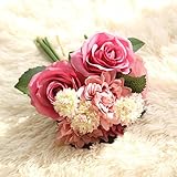 RaiFu バラ花束 人工花 模擬ダリア 菊 ホーム ウェディング 装飾 美しい エレガントな赤