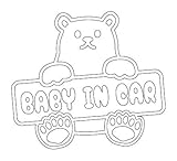 Sticker Shop Haru BABY ＩＮ CAR ステッカー おすわり小熊 13cm ホワイト