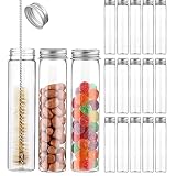 15個 試験管 プラスチック キャップ付き ブラシ付きで 110ml、32mmx140mm ビーズ用保存容器 入浴剤容器
