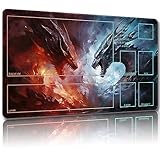 Malqiqi プレイマット MTG用 無料収納バッグ付き ゲームマット 24 x 14インチ カード用TCG ボードゲームマット マウスパッド デスクマット (マジックマット56、ゾーン付き)