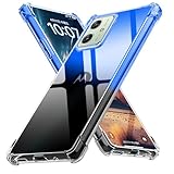 Moto G64 5G 耐衝撃 ケース グラデーション Moto G64y 5G カバー TPU素材 米軍MIL規格 透明 衝撃吸収 ワイヤレス充電対応 レンズ保護 モトローラ モト G64 5G ケース ブルー/ブラック Q-SXJB-G64-04