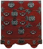 岩谷堂箪笥 中型3号車付 赤(拭き漆) 南部鉄器金具 桐紋様 開戸内部小抽出2配 NO.940