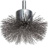 Weiler Circular Flared Wire End Brush, Round Shank, Steel, Crimped Wire, 3" Diameter, 0.02" Wire Dia
