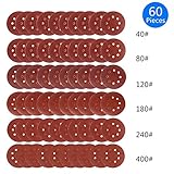 サンディングペーパー Astarye マジック サンダー 8穴 60枚 166mm 6種類 ＃40 ＃80 ＃120 ＃180 ＃240 ＃400各10枚
