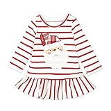 MIOIM ベビー服 女の子 ワンピース クリスマス キッズドレス ストライプ 長袖 秋 冬 可愛い 通園 発表会 記念日 プレゼント 12ヶ月-4歳
