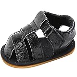 男の子のサンダル 　赤ちゃん　柔らかいPUレザーサンダル　快適 涼しい　ボーイベビー　シューズ　マジックテープ　付け　滑り止め　耐摩 新生児サンダル　ブラック 0-6ヶ月に対応 夏
