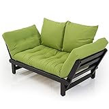 LOWYA （ロウヤ） ソファ ソファーベッド 北欧 2人掛け ミルフィーユマットレス 天然木フレーム ダークブラウン×グリーン おしゃれ 新生活