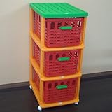 カラフルバスケット　トイボックス　３段　レッド