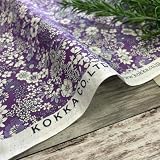 KOKKA 花柄 綿100％ 60ローン 生地 長1ｍ単位で延長可能 布 布地 シャツ ワンピース 洋服 布地専門店 kijiya (e パープル)