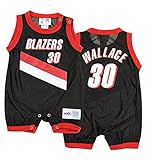 Portland Trail Blazers Rasheed Wallace # 30 NBAベビー男の子レトロロンパース、ブラック