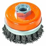 Walter 13G554 Knot Twisted Wire Cup Brush with Ring, Threaded Hole, Carbon Steel, 5' Diameter, 0.035