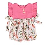 Cutelove 2017年新品　夏　女の子　赤ちゃん　ボディスーツ　カバーオール　トップス＆ショートパンツ　蝶結び付き　ふわふわ飛び袖　花柄 プリント