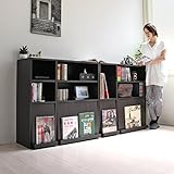 【予約販売8月中旬入荷】送料無料 ディスプレイラック ２個組 木製 フラップチェスト リビング収納 魅せる収納 本棚 書棚 扉付オープンラック　2個セット ブラウン　CPB025-B-BR