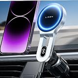 【15Wワイヤレス急速充電&史上最強の磁力】 magsafe 車載 LISEN スマホホルダー 車，ワイヤレス充電, メタルフック スマホスタンド，マグセーフ，【取り付けが簡単】 携帯ホルダー适用于iPhone 15 Pro Max Plus 14/13/12 シルバー