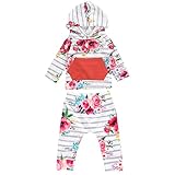 Lovoski 通気性　　2枚セット　　幼児　　ガール　　　ポケットトップ　　ロングパンツ　　　パーカー　　服装　　花プリント　遊び着　全4サイズ - 花, 0-6ヶ月