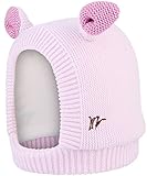 C-Princess ベビー 帽子 ニット キャップ ハット ネックウォーマー 耳付き 可愛い 赤ちゃん キッズ 子供 女の子 男の子 裏起毛 防寒 秋冬 S