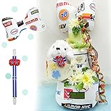 ラヴィNYクールロゴベビーヘッドクッションと帽子クリップ付き 子犬の3段おむつケーキ