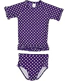 RuffleButts ラッフルバッツ UPF50+ ラッシュガード Grape Polka Dot Ruffled Rash Guard Bikini (18-24m（80）, Grape（グレープ