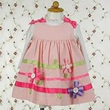 Rare Editions ９ヵ月 (ﾚｱｴﾃﾞｨｼｮﾝｽﾞ） ピンクリボンとピンク、フーシャカラー&パープルのリボンフラワー　コーデュロイワンピースセッ...