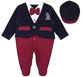 Lilax Baby BoyタキシードスーツFootie with帽子2 Piece Outfit Set カラー: レッド