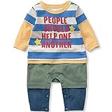 InitialG【イニシャルジー】ベビー服 新生児 赤ちゃん 秋 冬 スナップ オーガニックコットン 長袖 コンビドレス 肌着 柄 子供017-bcfs-xhy026 (70cm, ブルー)