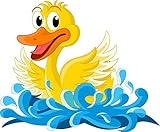 Wallmonkeys Swimming Duck Cartoon Peel and Stick Wall Decals WM253325 (18 in W x 15 in H) [並行輸入品]