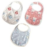 ベビー ガーゼ スタイ よだれかけ 赤ちゃん ビブ 綿100％ セット出産祝い　誕生日　プレゼント用 セット スナップ式　やわらか モスリン コットン (3枚 U)