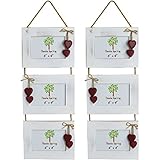 Nicolaばねトリプルホワイト木製3フォトHanging画像フレームwith赤Hearts – 6 x 4 " – パックof 2