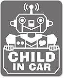 imoninn CHILD in car ステッカー　【マグネットタイプ】　No.50　ロボットさん　（シルバーメタリック）
