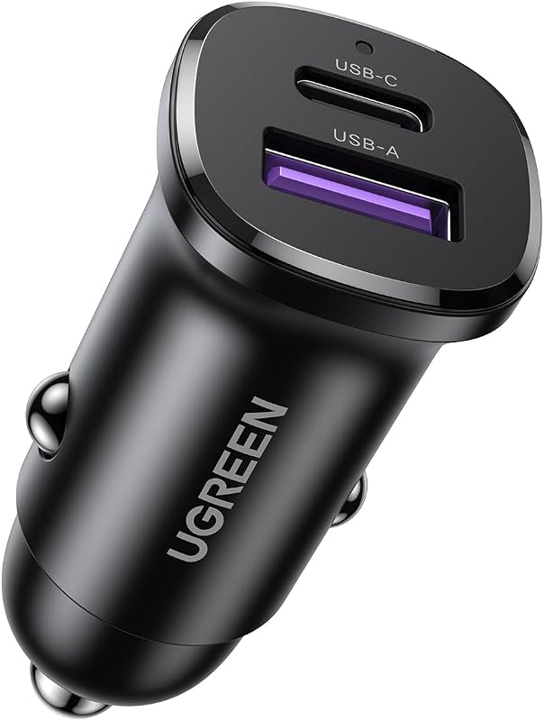 UGREEN USB C カーチャージャー 2ポート ミニ小型【PD30W+SCP22.5W 急速充電】 シガーソケット PD3.0/QC4.0/PPS対応 12V・24V車対応 車載充電器 コンパクトサイズ 軽量 耐久性 車充電器 iphone17/iPhone15/ iPhone14/ iPhone13/Xperia/Galaxy/Android/iPadなどに対応