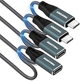 Thsucords USB C 延長ケーブル 1M 2本入り, USB Type C 3.2 10Gbps 100W オス-メスケーブル MacBook Pro/Air、電話、タブレットなど用