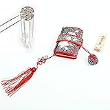 「絞り柄桜刺繍入りはこせこ 黒」七五三 7歳用 女児 箱迫 筥迫 びら簪付き