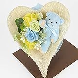 プリザーブドフラワー 花花 ブーケ テディベア (クリアケース入り) バラ 色褪せない特殊加工 枯れないお花 プチギフト プレゼント (オリジナルメッセージカード ラッピング 無料対応) ブルー