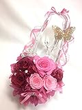 【プリザーブドフラワー／ガラスの靴シリーズ】薔薇色の靴にティアラとpapillonの魔法にかけて