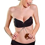 女性のファッションステルスシリコンスティッキングブラジャー (A, ブラック)