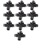 【ノーブランド 品】10個入り　6mm　空気圧コネクタ　エアラインクイック継手　クロスユニオンコネクタ　チューブ　クイック継手　ブラス＆プラスチック製