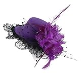 GEMVIE ヘアアクセサリー キッズ 髪飾り チュール お花飾り 子供 ヘアピン ミニハット ヘッドドレス ガールズ 髪留め 結婚式 発表会 パープル