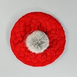 eshion幼児ニットかぎ針編みニットウール冬暖かい幼児キュートガールズビーニー帽子キャップベレー帽 カラー: レッド