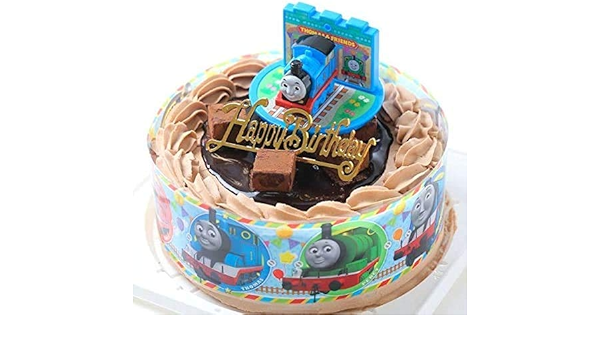 Amazon バースデー 生チョコ飾り きかんしゃトーマスケーキ ショコラデコレーション５号 北海道純生クリーム バースデーオーナメント キャンドル６本付き キャラデコお祝いケーキ 手作り菓子の店バースデーケーキ ケーキ 洋菓子 通販