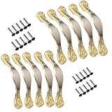 lsgoodcare 10パックゴールド64 mmヨーロッパシンプル円弧形状スタイル家具ドア引き出しプルハンドルキャビネットワードローブ食器棚プルハンドルキッチンノブ、亜鉛合金素材