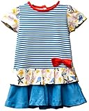 オリガニー ノーティカル ドロップ ウエスト ティアード ストライプ ドレス ブルー 5歳 (並行輸入)