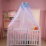 RuiHome Dome Style Hanging Baby Mosquito Net Toddler Bed Canopy with Blue Bowknot Decor without Stan