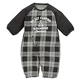 西松屋 [EFD] 裏起毛長袖コンビドレス（チェック＆英字ロゴ） 【新生児50-60cm】　グレー