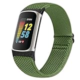 Runostrich コンパチブル Fitbit Charge 5 ナイロン弾性スポーツバンド交換用ストレッチバンド ストラップ