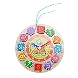 Domybest　クロック 木のおもちゃ キッズ　幼児　子供　積み木 はめ込み 形合わせ 幾何　パズル 時計の勉強 ウッドクロック 知育玩具 (A)