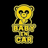 パンダ Baby in car カッティングステッカー イエロー 黄