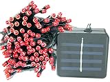 100 LED ソーラー イルミネーション 太陽光 充電式 コンセント不要 (レッド)