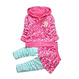 ホットピンク＋淡青　花柄　2点セット（上着＋ パンツ）　ベビー服　女の子　赤ちゃん服　幼児　子供服　女の子　長袖　フード付き　4サイズ　キッズ服　ロンパース カバーオール　満月/出産祝い/プレゼント8