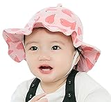 YY-Natuhi ベビー 帽子 女の子 新生児 日よけ帽子 春夏 キッズ バケットハット サンバイザー 赤ちゃん用ハット かわいい つば付き uvカット 女児 100%綿 フルーツ柄 6~12ヶ月 